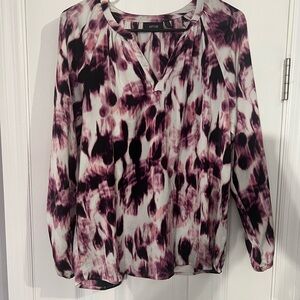Apt. 9 Pink and Black Puff Sleeve Blouse